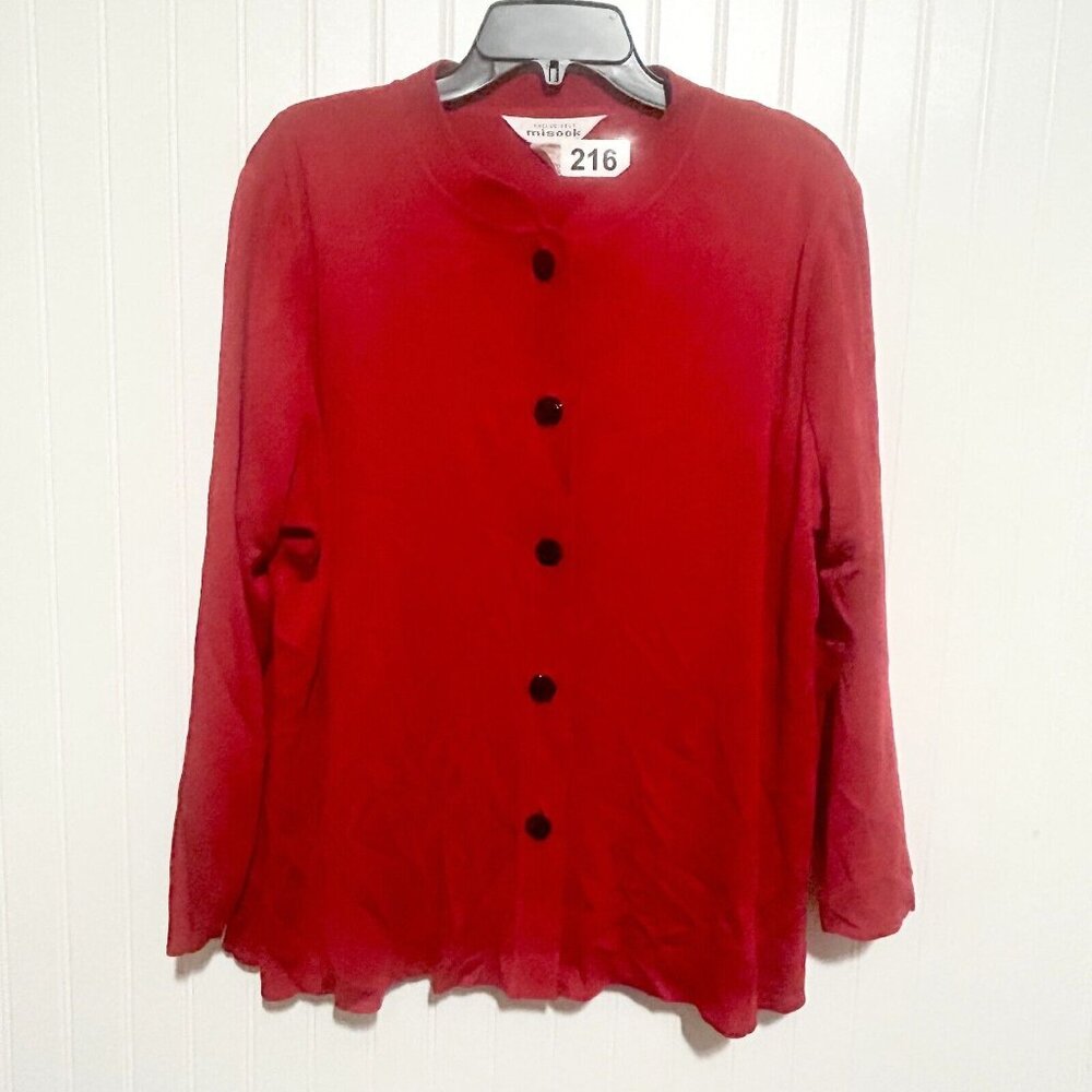 Exclusively Misook Women's Power Red Button Front Jacket And Tank Size XL
